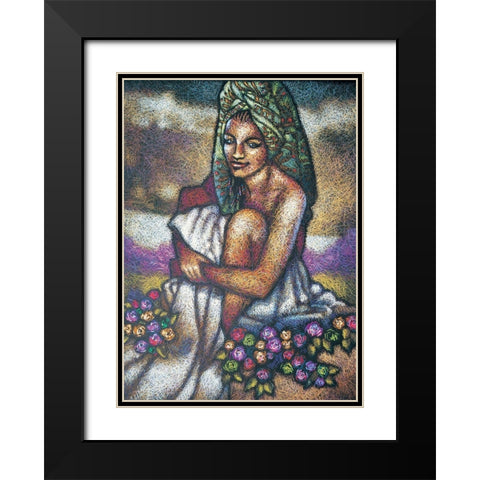 Nubian Lady Sitting I Black Modern Wood Framed Art Print with Double Matting by Unknown