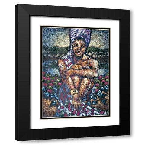 Nubian Lady Sitting II Black Modern Wood Framed Art Print with Double Matting by Unknown