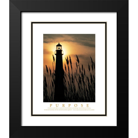 Purpose - Lighthouse in Reeds Black Modern Wood Framed Art Print with Double Matting by Unknown