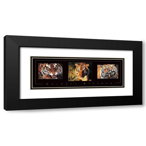 Tiger Tryp Black Modern Wood Framed Art Print with Double Matting by Frontline