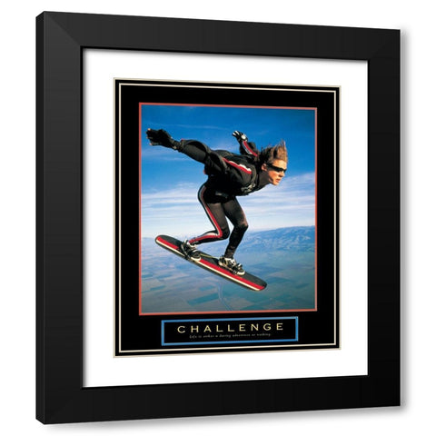Challenge - Skyboarder Black Modern Wood Framed Art Print with Double Matting by Unknown