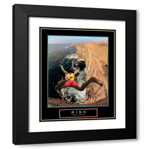 Risk - Cliff Diving Black Modern Wood Framed Art Print with Double Matting by Unknown