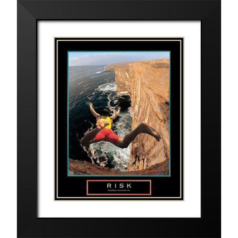 Risk - Cliff Diving Black Modern Wood Framed Art Print with Double Matting by Unknown
