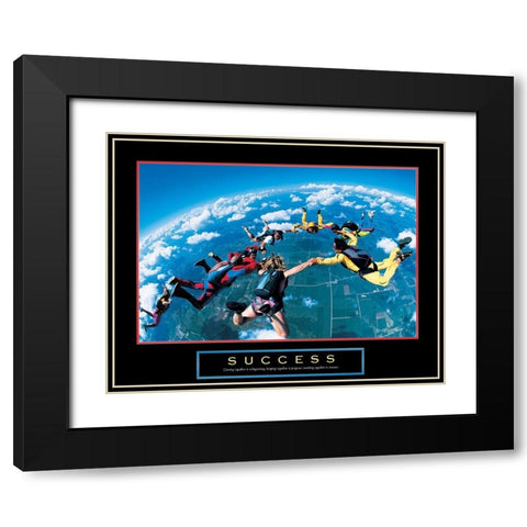 Success - Skydivers Black Modern Wood Framed Art Print with Double Matting by Unknown