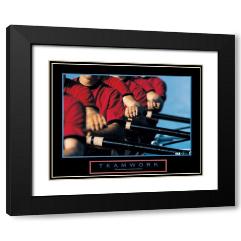 Teamwork - Rowers Black Modern Wood Framed Art Print with Double Matting by Unknown
