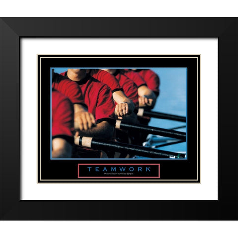 Teamwork - Rowers Black Modern Wood Framed Art Print with Double Matting by Unknown