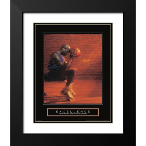 Excellence - Basketball Black Modern Wood Framed Art Print with Double Matting by Frontline