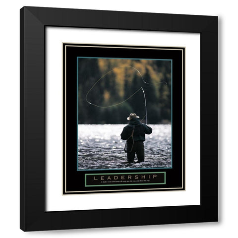 Leadership - Fisherman Black Modern Wood Framed Art Print with Double Matting by Frontline