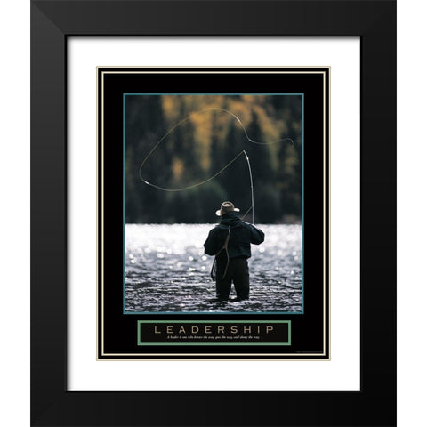 Leadership - Fisherman Black Modern Wood Framed Art Print with Double Matting by Frontline