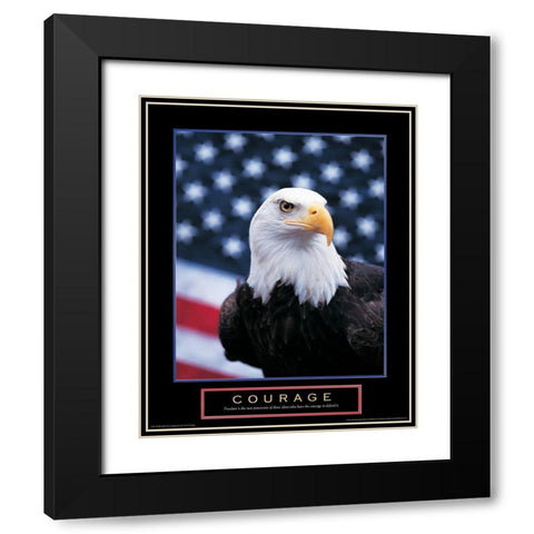 Courage - Eagle and Flag Black Modern Wood Framed Art Print with Double Matting by Unknown