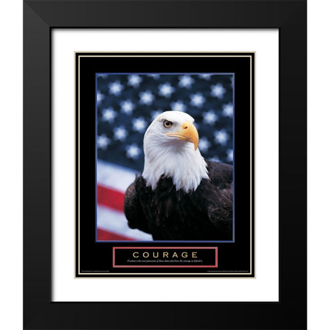 Courage - Eagle and Flag Black Modern Wood Framed Art Print with Double Matting by Unknown