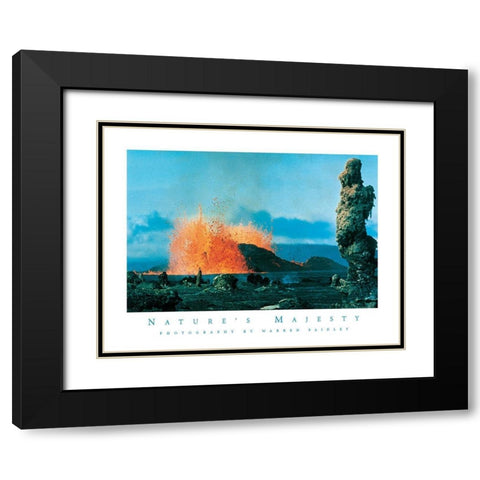 Volcano Island Black Modern Wood Framed Art Print with Double Matting by Unknown