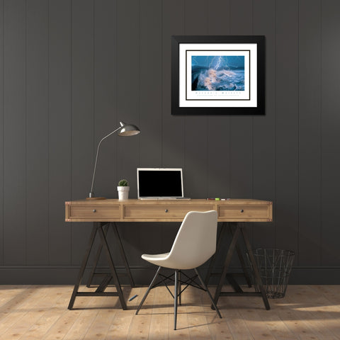 Lightning on Shore Black Modern Wood Framed Art Print with Double Matting by Unknown