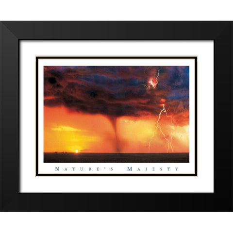 Tornado at Sea Black Modern Wood Framed Art Print with Double Matting by Unknown