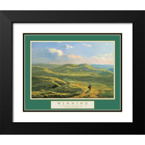 Winning - Golf on the Cliffs Black Modern Wood Framed Art Print with Double Matting by Unknown
