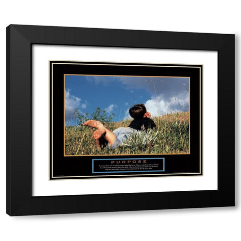 Purpose - Bot in Flowers Black Modern Wood Framed Art Print with Double Matting by Unknown