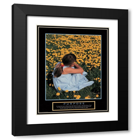 Purpose - Girl in Flowers Black Modern Wood Framed Art Print with Double Matting by Unknown