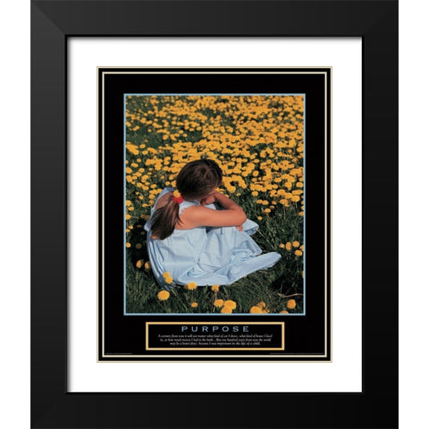 Purpose - Girl in Flowers Black Modern Wood Framed Art Print with Double Matting by Unknown