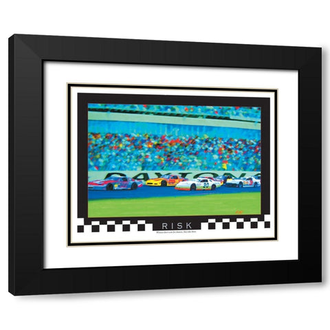 Race Cars Black Modern Wood Framed Art Print with Double Matting by Unknown