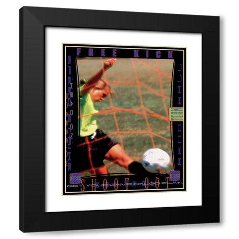 Girl Soccer Black Modern Wood Framed Art Print with Double Matting by Unknown