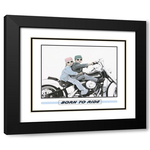 Biker Babes Black Modern Wood Framed Art Print with Double Matting by Unknown
