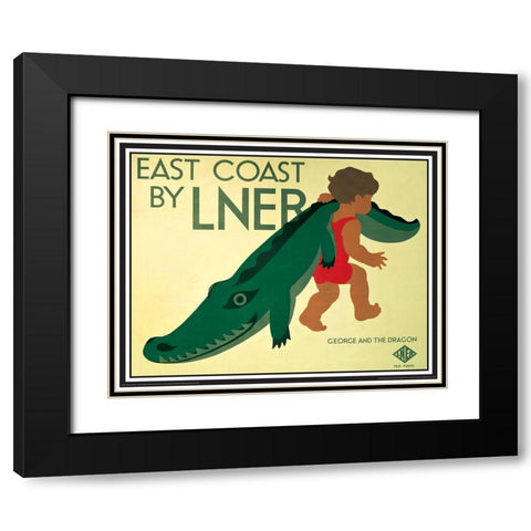 George and the Dragon Black Modern Wood Framed Art Print with Double Matting by Unknown
