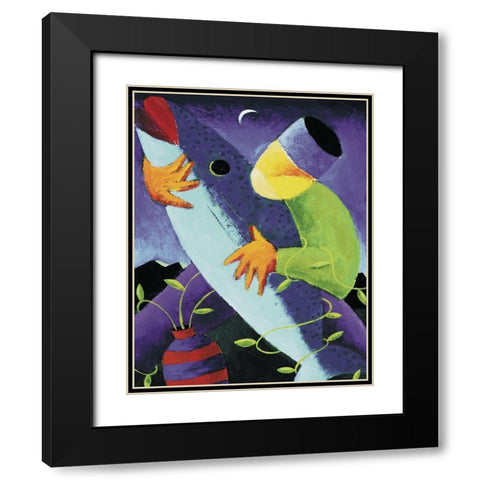 What a Fish Black Modern Wood Framed Art Print with Double Matting by Unknown