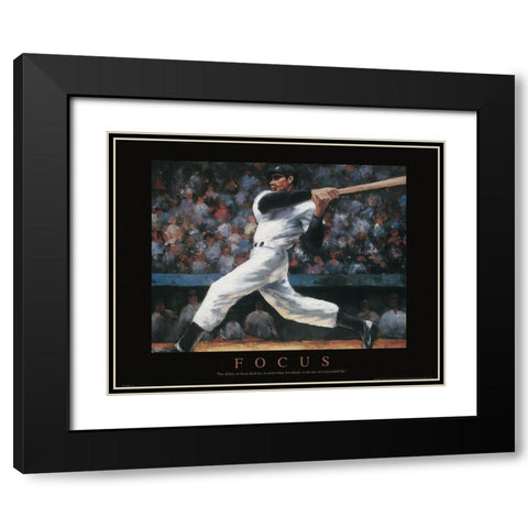 Focus - Baseball Black Modern Wood Framed Art Print with Double Matting by Frontline
