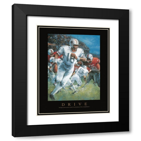 Drive - Football Black Modern Wood Framed Art Print with Double Matting by Frontline