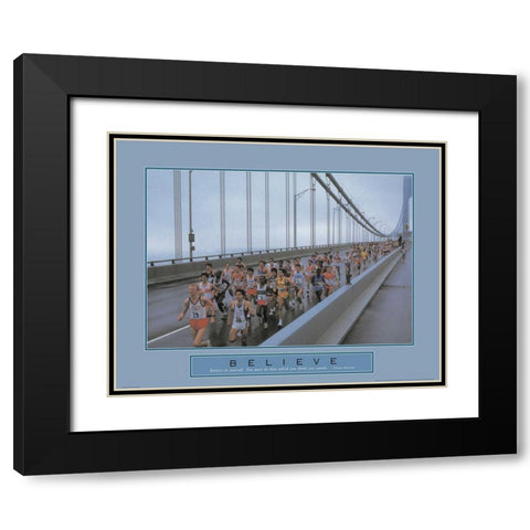 Believe - NYC Marathon Black Modern Wood Framed Art Print with Double Matting by Unknown