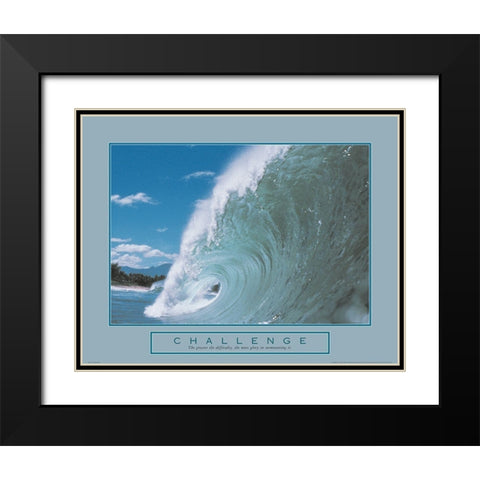 Challenge - Crashing Wave Black Modern Wood Framed Art Print with Double Matting by Unknown