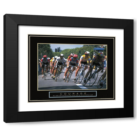 Courage - Bicycle Race Black Modern Wood Framed Art Print with Double Matting by Unknown