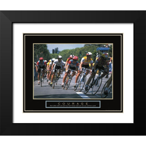 Courage - Bicycle Race Black Modern Wood Framed Art Print with Double Matting by Unknown