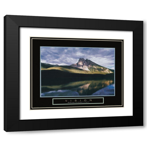 Vision - Mountain Reflection Black Modern Wood Framed Art Print with Double Matting by Unknown