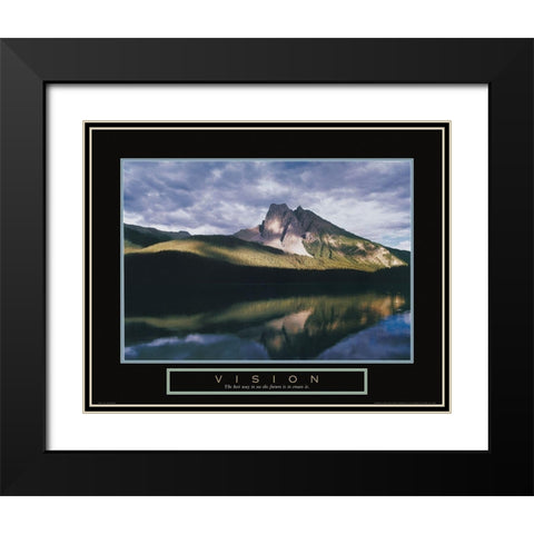 Vision - Mountain Reflection Black Modern Wood Framed Art Print with Double Matting by Unknown