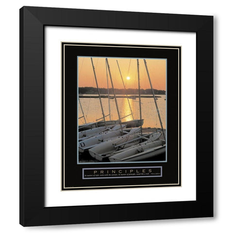 Principles - Sailboats Black Modern Wood Framed Art Print with Double Matting by Unknown