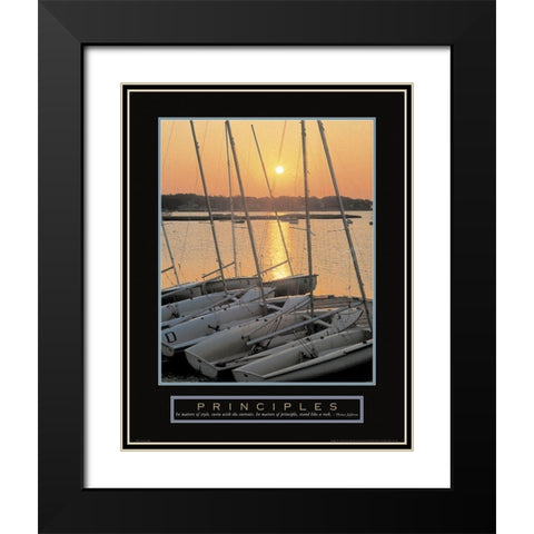Principles - Sailboats Black Modern Wood Framed Art Print with Double Matting by Unknown