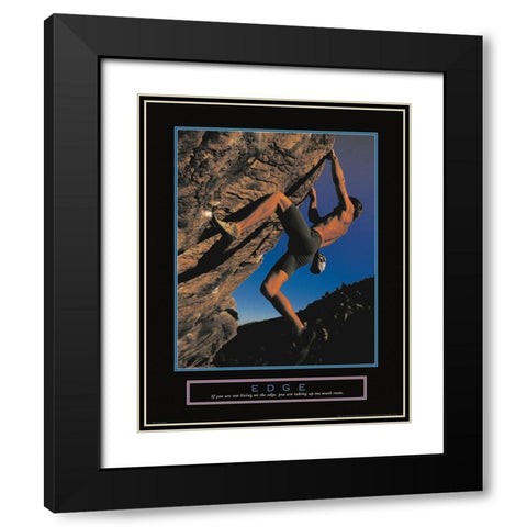 Edge - Rock Climber Black Modern Wood Framed Art Print with Double Matting by Unknown