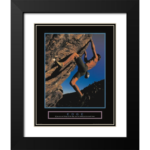Edge - Rock Climber Black Modern Wood Framed Art Print with Double Matting by Unknown