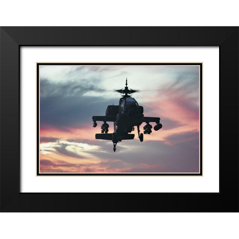 Helicopter Precision Black Modern Wood Framed Art Print with Double Matting by Unknown