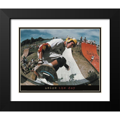 Roller Blading Extreme Black Modern Wood Framed Art Print with Double Matting by Unknown