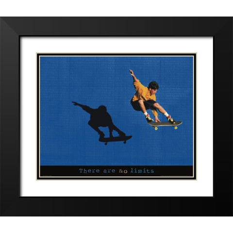 No Limits - Skateboarder Black Modern Wood Framed Art Print with Double Matting by Frontline
