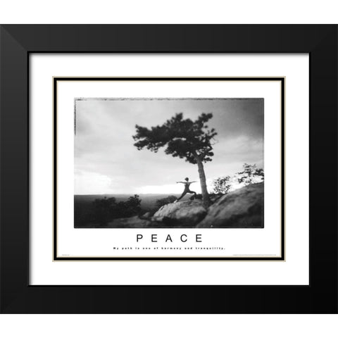 Peace - Yoga Black Modern Wood Framed Art Print with Double Matting by Unknown