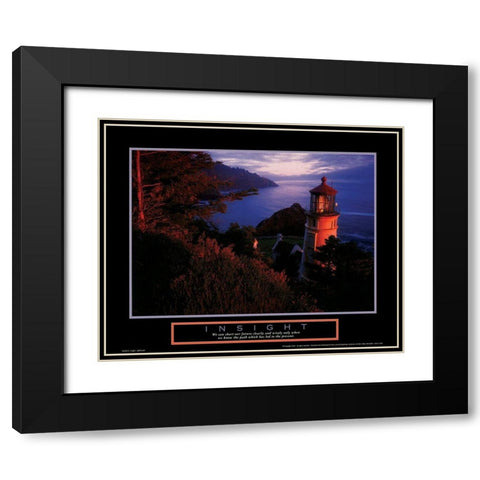 Lighthouse - Insight Black Modern Wood Framed Art Print with Double Matting by Unknown