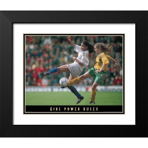 Girl Power - Soccer Black Modern Wood Framed Art Print with Double Matting by Unknown