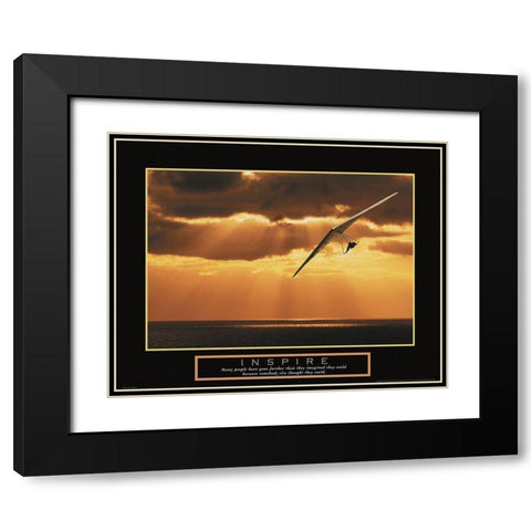Inspire - Hang Glider Black Modern Wood Framed Art Print with Double Matting by Unknown