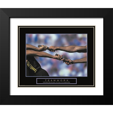 Teamwork - Track and Field Black Modern Wood Framed Art Print with Double Matting by Unknown