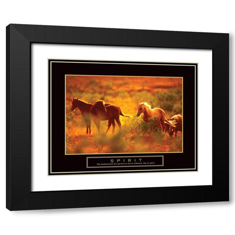 Spirit - Horses Black Modern Wood Framed Art Print with Double Matting by Unknown