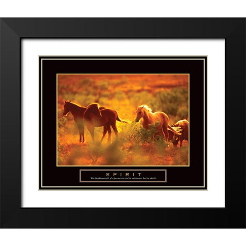 Spirit - Horses Black Modern Wood Framed Art Print with Double Matting by Unknown