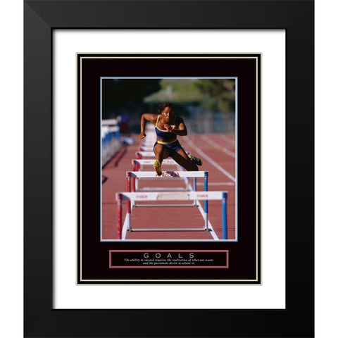 Goals - Track Hurdle Black Modern Wood Framed Art Print with Double Matting by Frontline